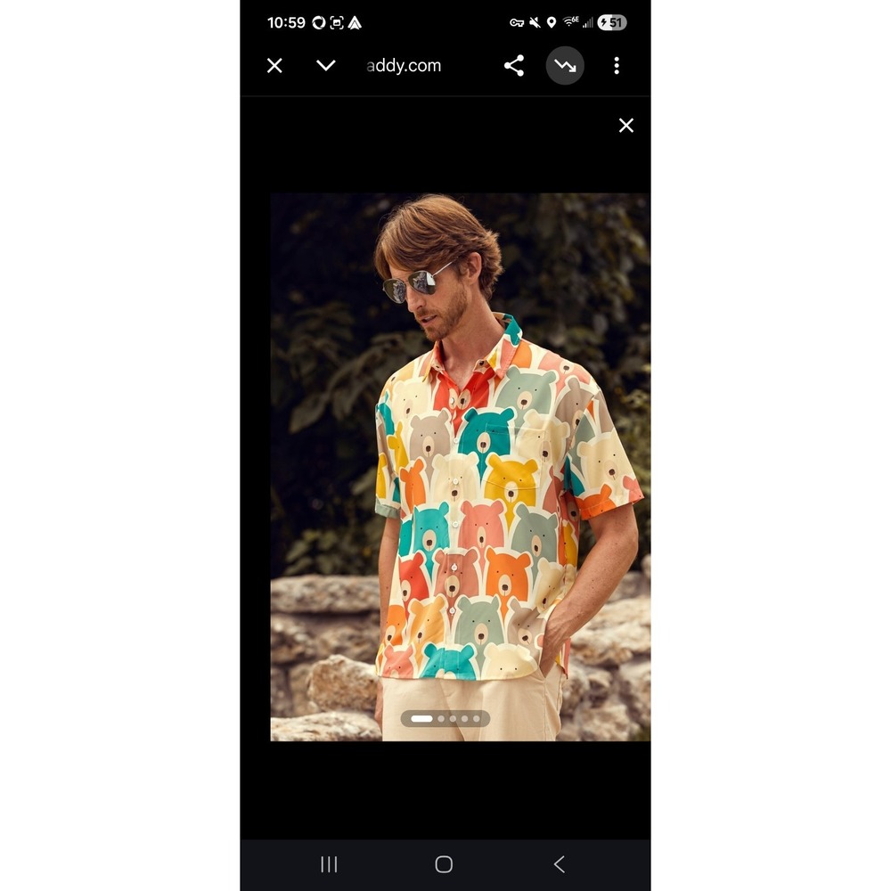 Hardaddy 3xl Men's Short Sleeve Button-Up. Multicolor Bears